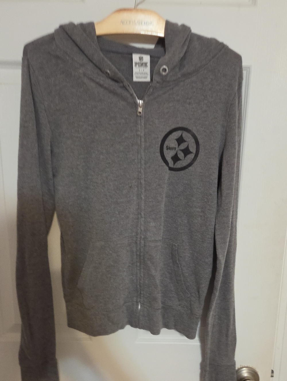 PINK Victoria's Secret Heather Gray Full-Zip Hoodie STEELERS Vintage